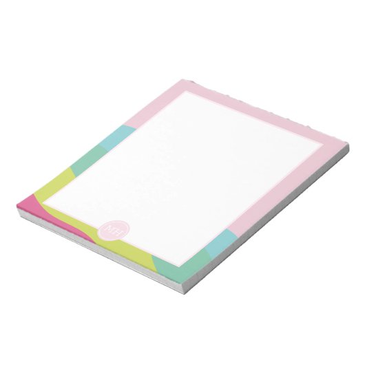 Monogram modern roze abstract korrelige golven Not Notitieblok (Linkerzijde)