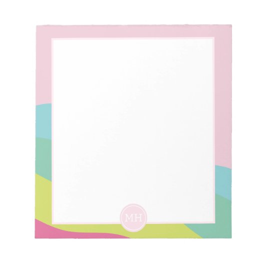 Monogram modern roze abstract korrelige golven Not Notitieblok (Voorkant)