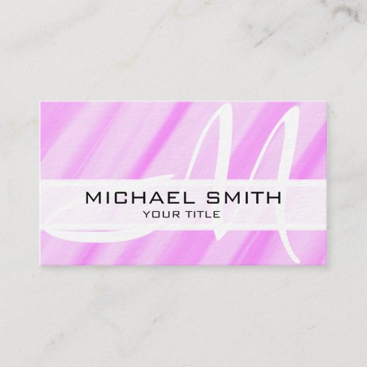 Monogram Modern Roze Abstracte achtergrond Visitekaartje (Voorkant)