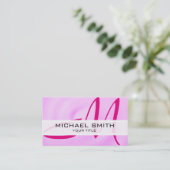 Monogram Modern Roze Abstracte achtergrond Visitekaartje (Staand voorkant)