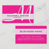 Monogram Modern Roze Achtergrond Visitekaartje (Voorkant / Achterkant)