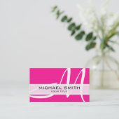 Monogram Modern Roze Achtergrond Visitekaartje (Staand voorkant)