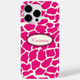 Monogram Modern Roze en Ivoor Giraffe Patroon Case-Mate iPhone 14 Pro Max Hoesje