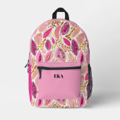 Monogram Modern Roze Goud Schattige Meisjes School Bedrukte Rugzak (Voorkant)
