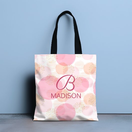 Monogram Modern Roze Meisjesachtig Glitter Persoon Tote Bag