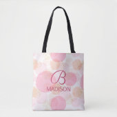 Monogram Modern Roze Meisjesachtig Glitter Persoon Tote Bag (Voorkant)