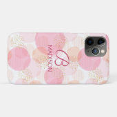 Monogram Modern Roze Meisjesachtige Glitter Persoo Case-Mate iPhone Case (Achterkant (horizontaal))