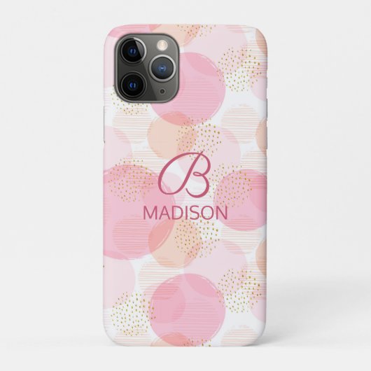 Monogram Modern Roze Meisjesachtige Glitter Persoo Case-Mate iPhone Case (Achterkant)