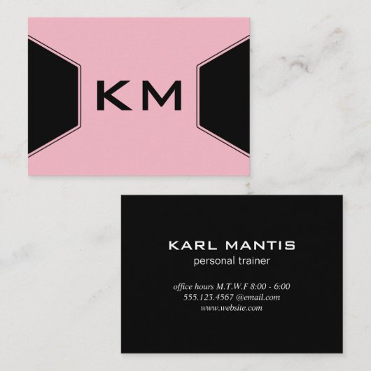 Monogram Modern (Roze) Visitekaartje (Voorkant / Achterkant)