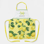 Monogram modern rustic lemon waterverf polka dot schort (Voorkant)