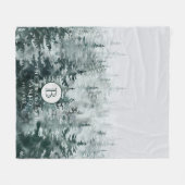 Monogram modern Rustic Winter Forest Pine Family Fleece Deken (Voorkant (Horizontaal))