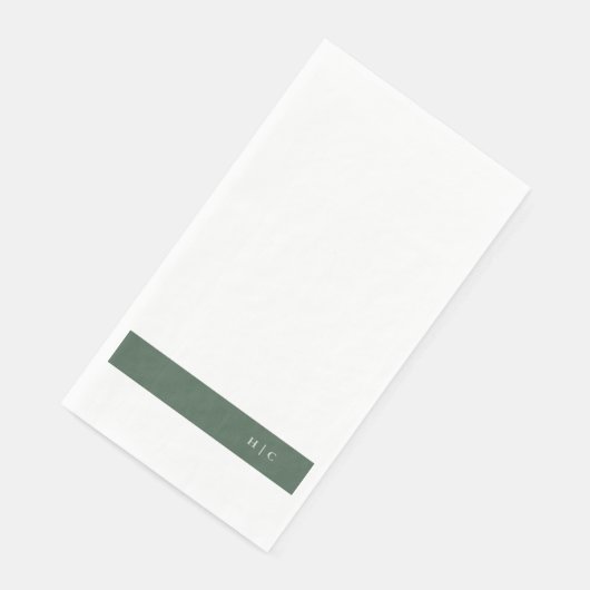 Monogram Modern Sage Moss Plain Simple Wedding Servet (Hoek)