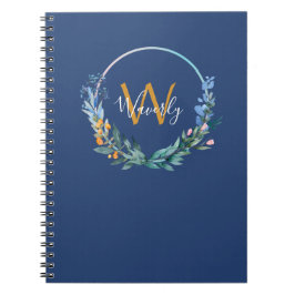 Monogram modern Script Blue Notitieboek