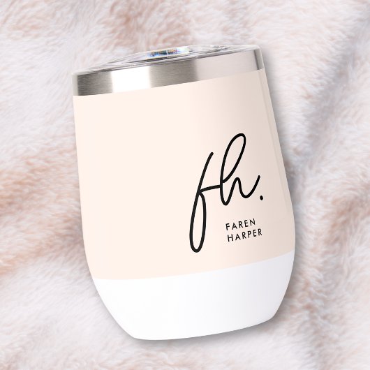 Monogram Modern Script Blush Pink Chic Monogram