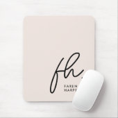 Monogram Modern Script Blush Pink Initialen Muismat (Met muis)