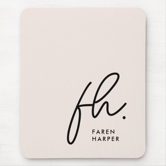 Monogram Modern Script Blush Pink Initialen Muismat (Voorkant)