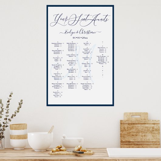 Monogram Modern Script doe-het-zelf-kleur zitplaat Poster (Keuken)