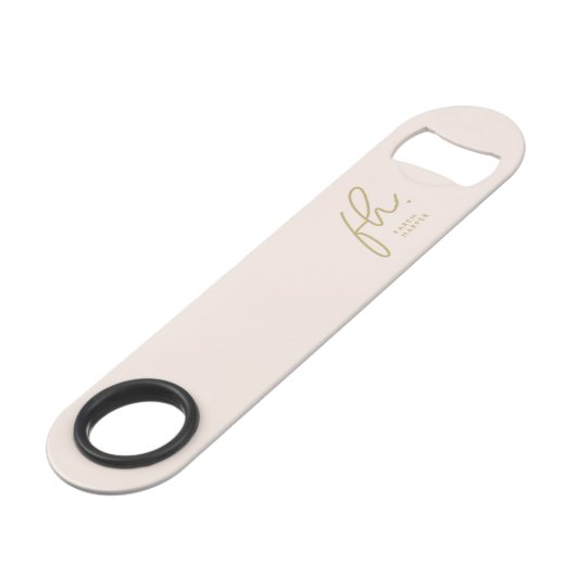 Monogram Modern Script Girly Feminine Blush Gold Speed Flessenopener (Voorkant Gekanteld)