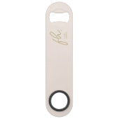 Monogram Modern Script Girly Feminine Blush Gold Speed Flessenopener (Achterkant)