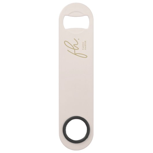 Monogram Modern Script Girly Feminine Blush Gold Speed Flessenopener (Voorkant)