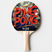 monogram modern script kleur schattig tafeltennisbatje (Voorkant)