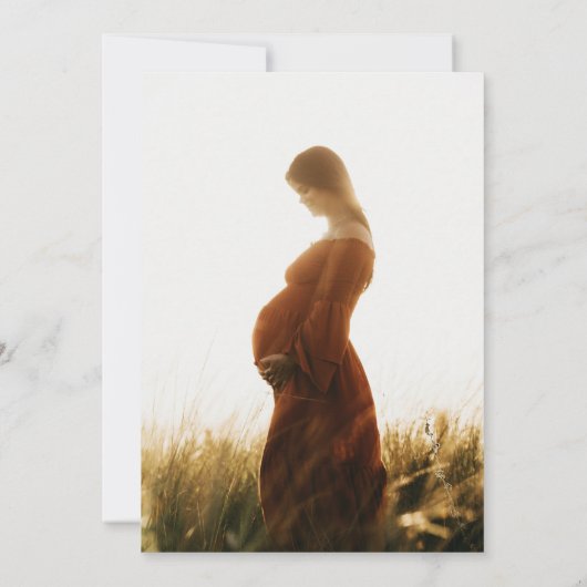 Monogram Modern Script Photo Baby shower Kaart (Achterkant)