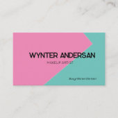 Monogram Modern Shine Roze Groen Aangepaste Logo N Visitekaartje (Voorkant)