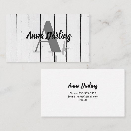 Monogram Modern Shiplp Print Visitekaartje (Voorkant / Achterkant)