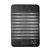 Monogram Modern Silver Stripes op zwart Badmat (Voorkant Verticaal)