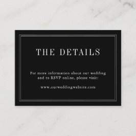 Monogram Modern Simple Black and White Wedding Informatiekaartje