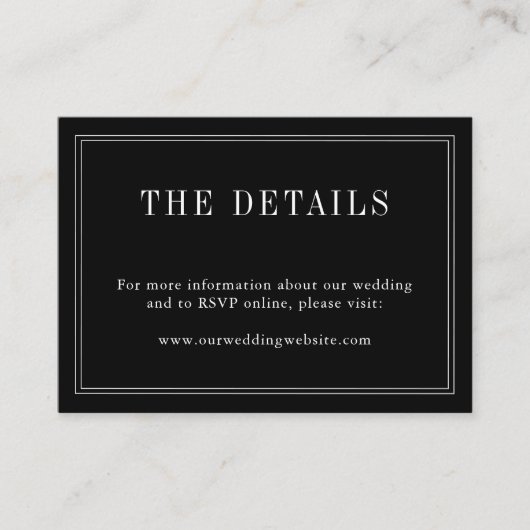 Monogram Modern Simple Black and White Wedding Informatiekaartje (Voorkant)