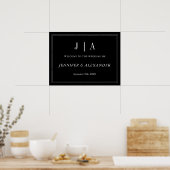 Monogram Modern Simple Black and White Wedding Poster (Keuken)