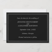 Monogram Modern Simple Black and White Wedding Save The Date (Achterkant)