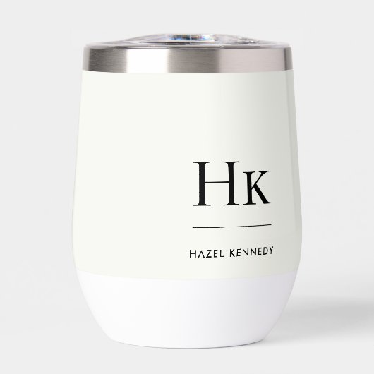 Monogram Modern Simple Elegant Ivory White Custom (Voorkant)