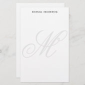 Monogram Modern Simple Minimalist Plain Briefpapier (Voorkant / Achterkant)