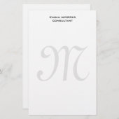 Monogram Modern Simple Minimalist Plain Briefpapier (Voorkant / Achterkant)