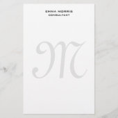 Monogram Modern Simple Minimalist Plain Briefpapier (Voorkant)