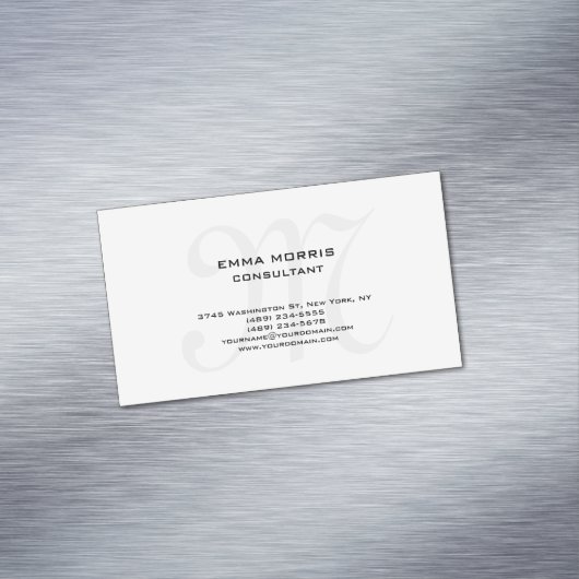 Monogram Modern Simple Minimalist Plain Magnetisch Visitekaartje (Voorbeeld)
