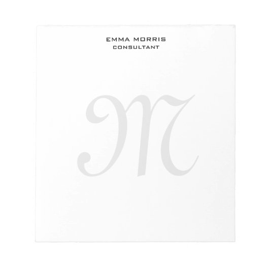 Monogram Modern Simple Minimalist Plain Notitieblok (Voorkant)