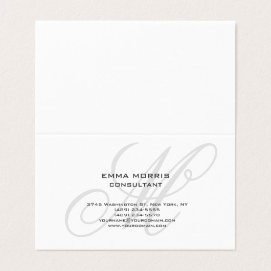 Monogram Modern Simple Minimalist Plain Visitekaartje (Buitenkant ongevouwen)