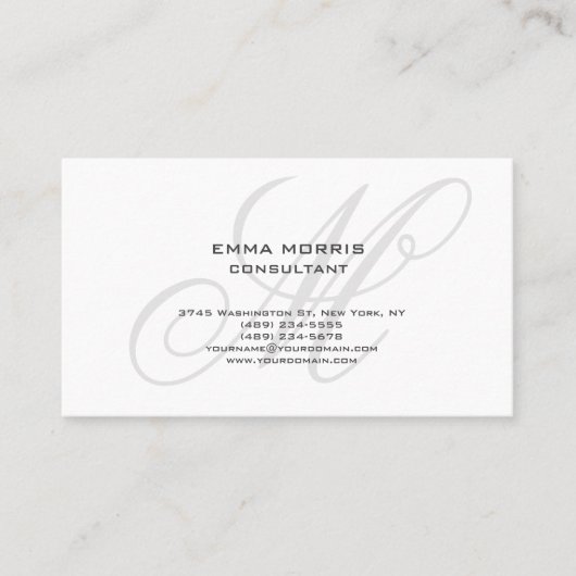 Monogram Modern Simple Minimalist Plain Visitekaartje (Voorkant)