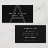 Monogram Modern Simple Professional Black Visitekaartje (Voorkant / Achterkant)