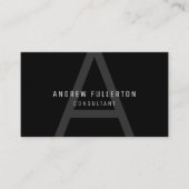 Monogram Modern Simple Professional Black Visitekaartje (Voorkant)