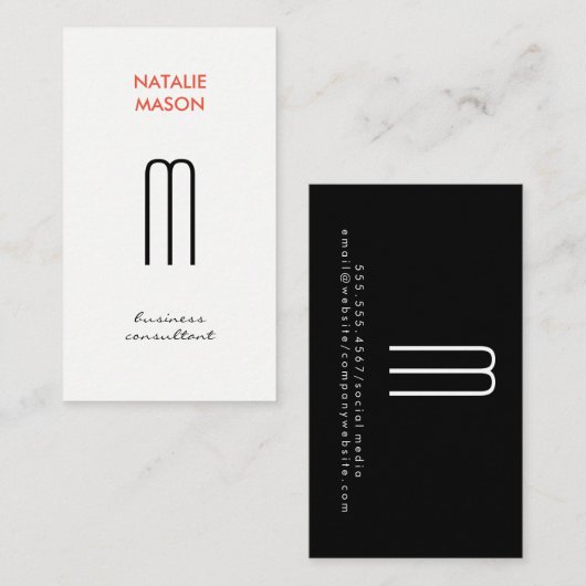 Monogram Modern Slank en Slim 2 Visitekaartje (Voorkant / Achterkant)