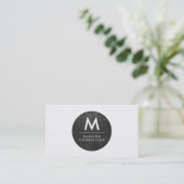 Monogram Modern Slate Texture Stripes Visitekaartje (Staand voorkant)