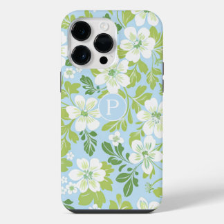 Monogram Modern Spring Primroses Bloemmotief iPhone 14 Pro Max Hoesje