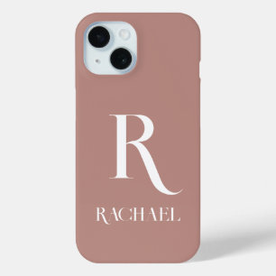 Monogram Modern Stijlvol Beige iPhone 15 Case