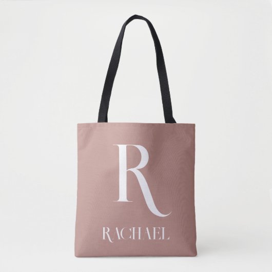 Monogram Modern Stijlvol Beige Tote Bag (Voorkant)