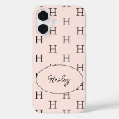 Monogram Modern Stijlvol Blush Roze Patroon Case-Mate iPhone Case (Achterkant)
