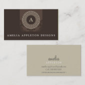 MONOGRAM modern stijlvol elegant rotor bruin taupe Visitekaartje (Voorkant / Achterkant)